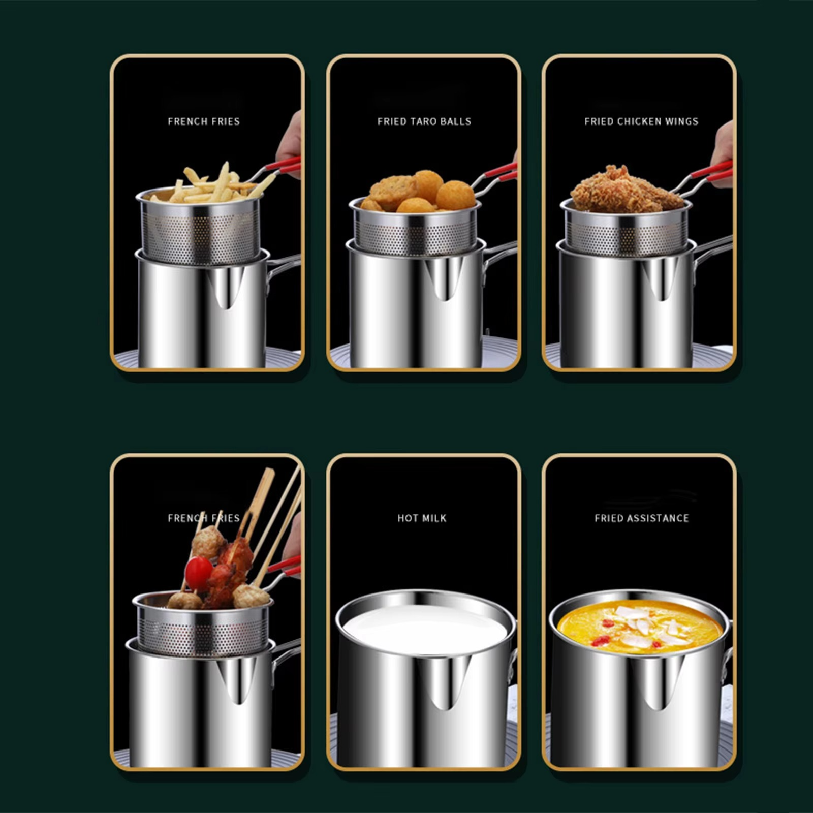 lStainless Steel Deep Fryer Pot with Strainer – Heavy-Duty Frying Pan for Home Kitchen Use – 1200ML Oil Capacity