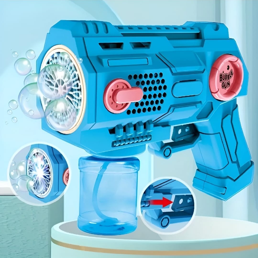 Children’s Handheld Porous Electric Bubble Gun with Lights & Music – Automatic Mess-Free Bubble Blower with Bottle Fix System for Indoor/Outdoor Play, Pool Parties, Birthdays & Special Events (Random Color)