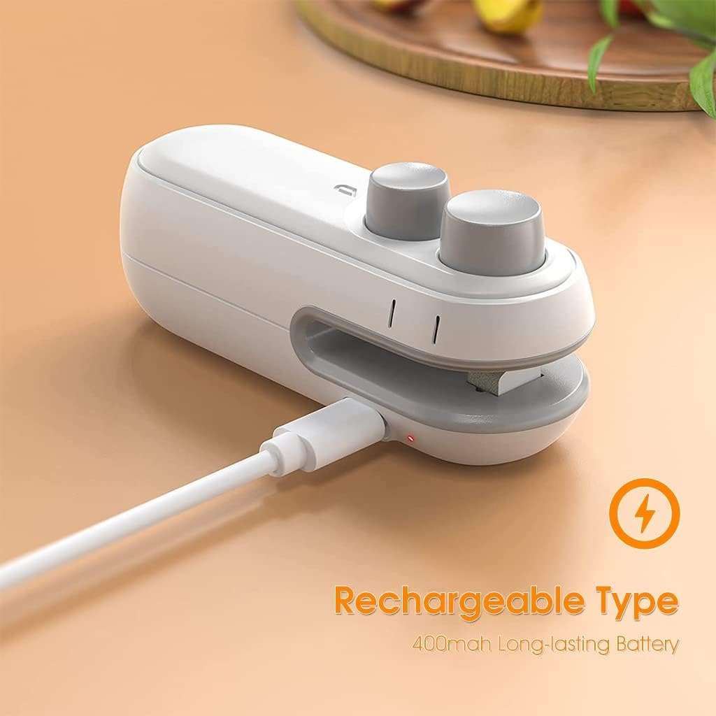 1 Pc Mini Heat Sealing Machine 2-In-1 Cutter & Sealer With USB Cable – Compact USB Rechargeable Food Bag Sealer For Snacks And Storage (Random Color)