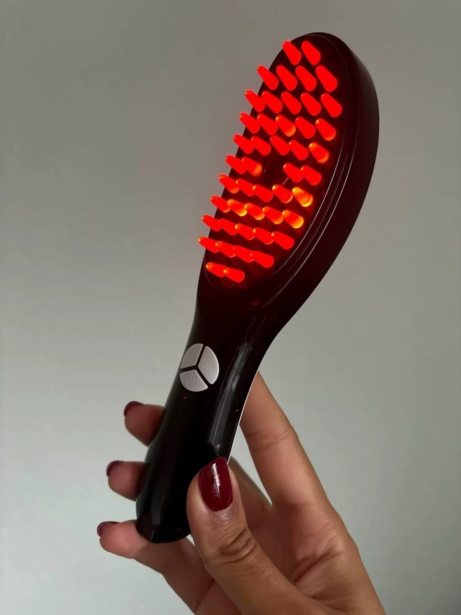 Electric Massage Comb – Blue & Red Light Therapy, Vibration Brush, Spray & Negative Ion Scalp Massager (Rechargeable