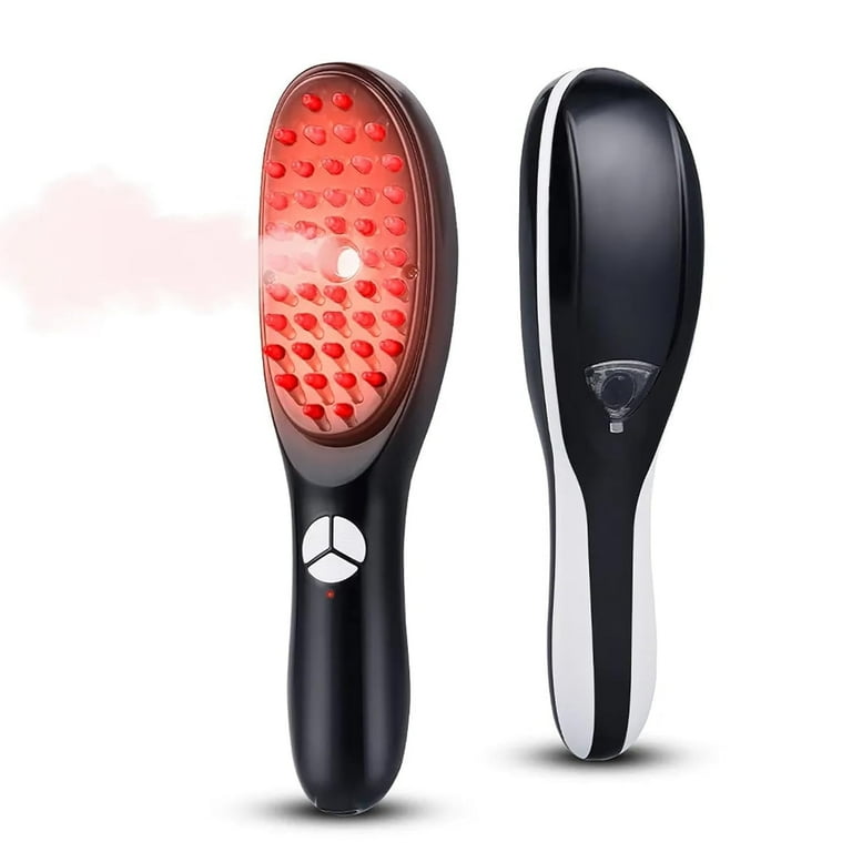 Electric Massage Comb – Blue & Red Light Therapy, Vibration Brush, Spray & Negative Ion Scalp Massager (Rechargeable
