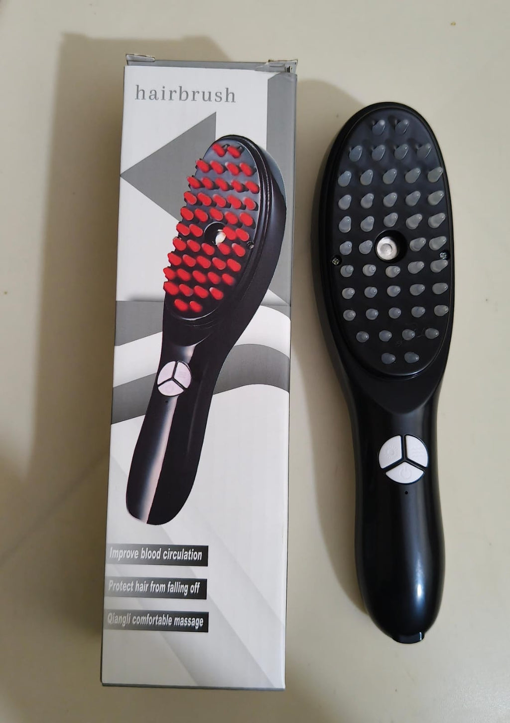 Electric Massage Comb – Blue & Red Light Therapy, Vibration Brush, Spray & Negative Ion Scalp Massager (Rechargeable