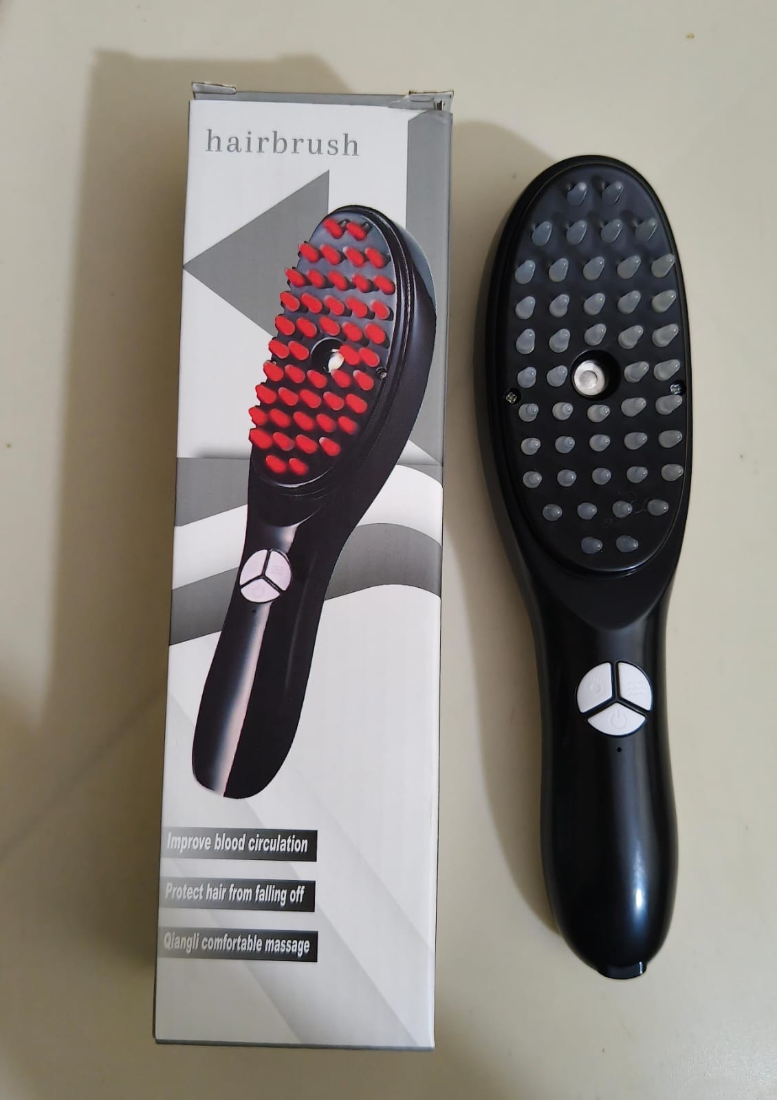 Electric Massage Comb – Blue & Red Light Therapy, Vibration Brush, Spray & Negative Ion Scalp Massager (Rechargeable
