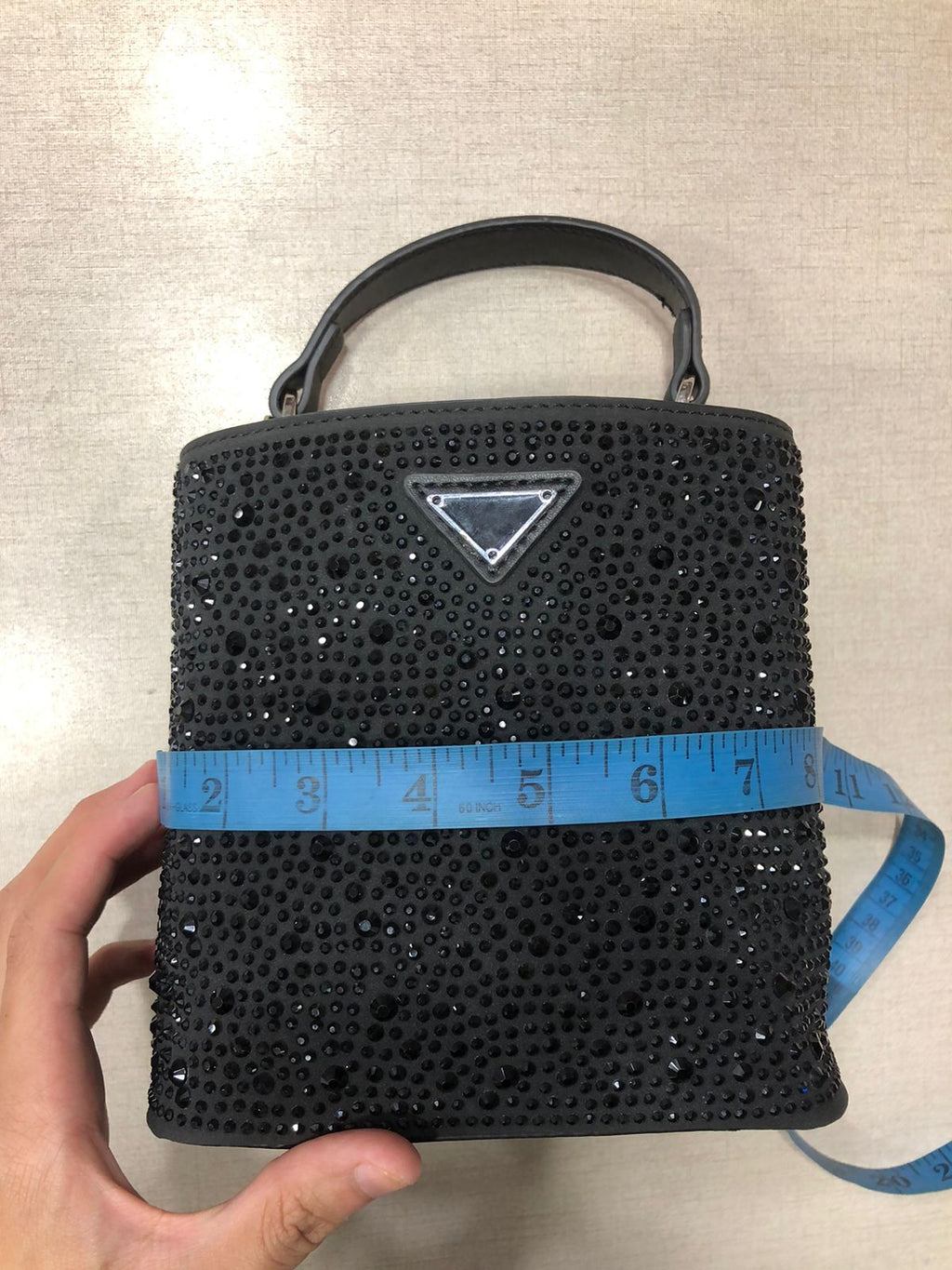 Luxury Rhinestone Mini Handbag for Women (8 × 7 Inches) – Stylish Sparkling Party Purse | Elegant Top Handle Bag for Weddings & Events (without box) (Black)
