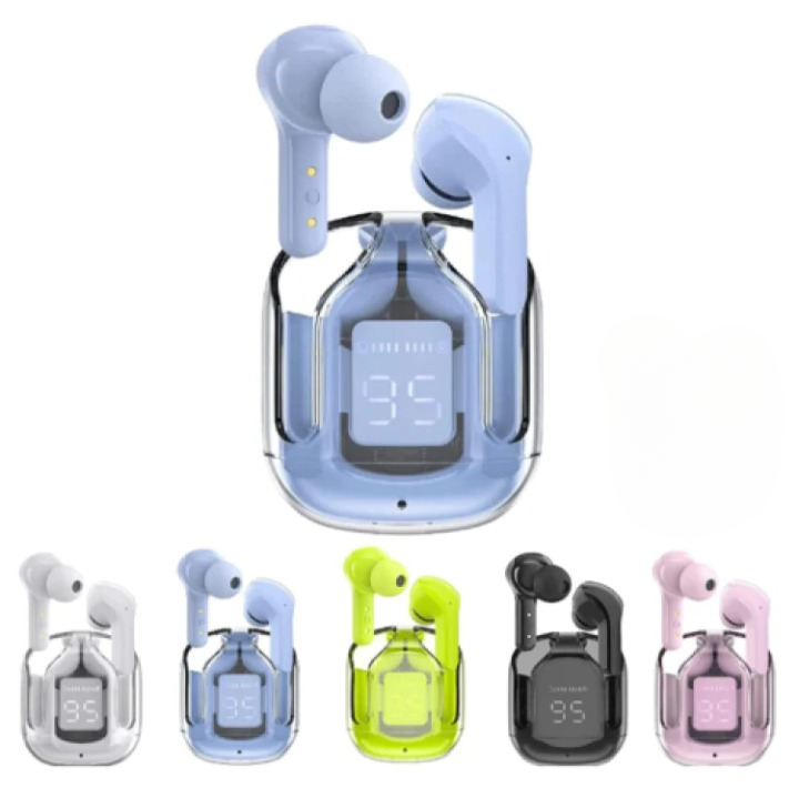 Air 31 Wireless Earbuds with Transparent Crystal Case, Bluetooth 5.3, Type-C Charging (Random Color)